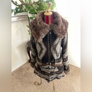 Jaclyn Smith Brown and Gray Patterned Teddy Jacket